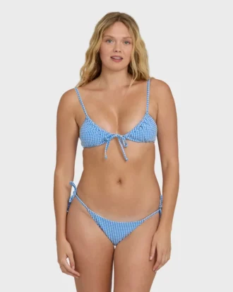 Mini Wave Check Tanga-bikinibukser med bånd i siden