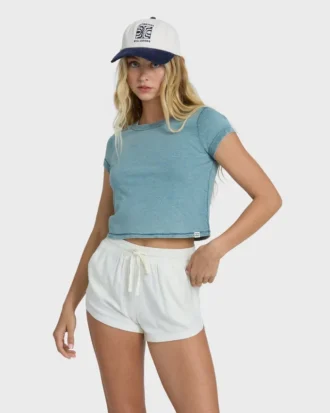 Road Trippin ensfargede vevde shorts