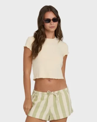 Shelly kortærmet strikket T-shorts