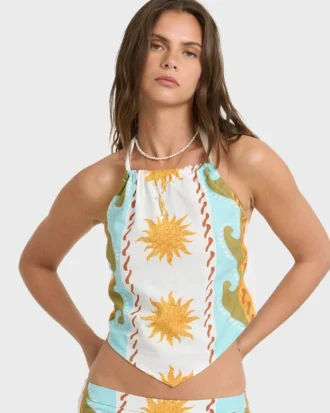Tides Calling vevd halterneck-top