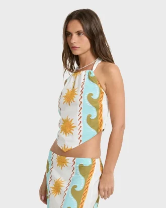 Tides Calling vevd halterneck-top